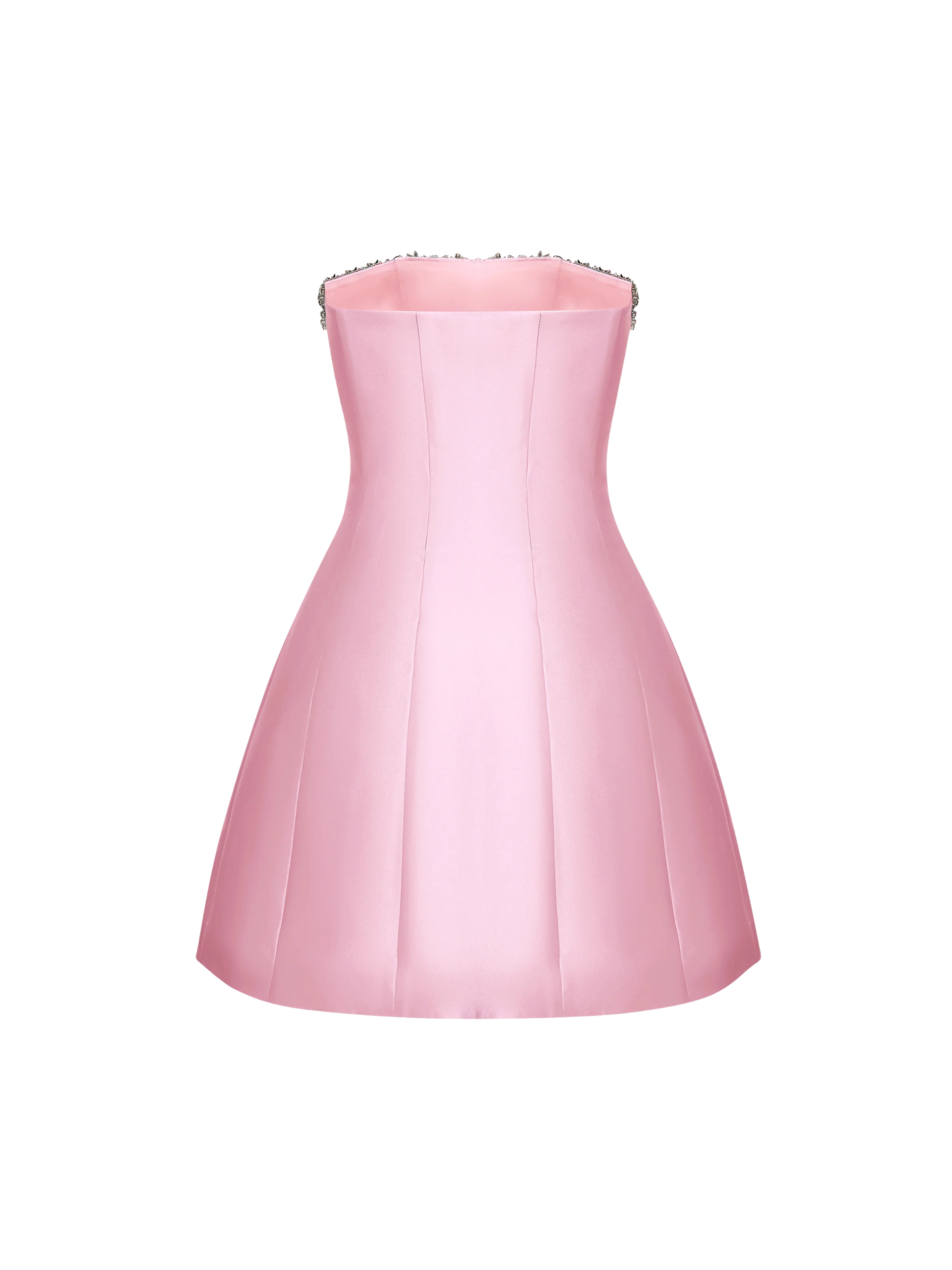 Crystal Embellished Strapless Mini Dress in Pink