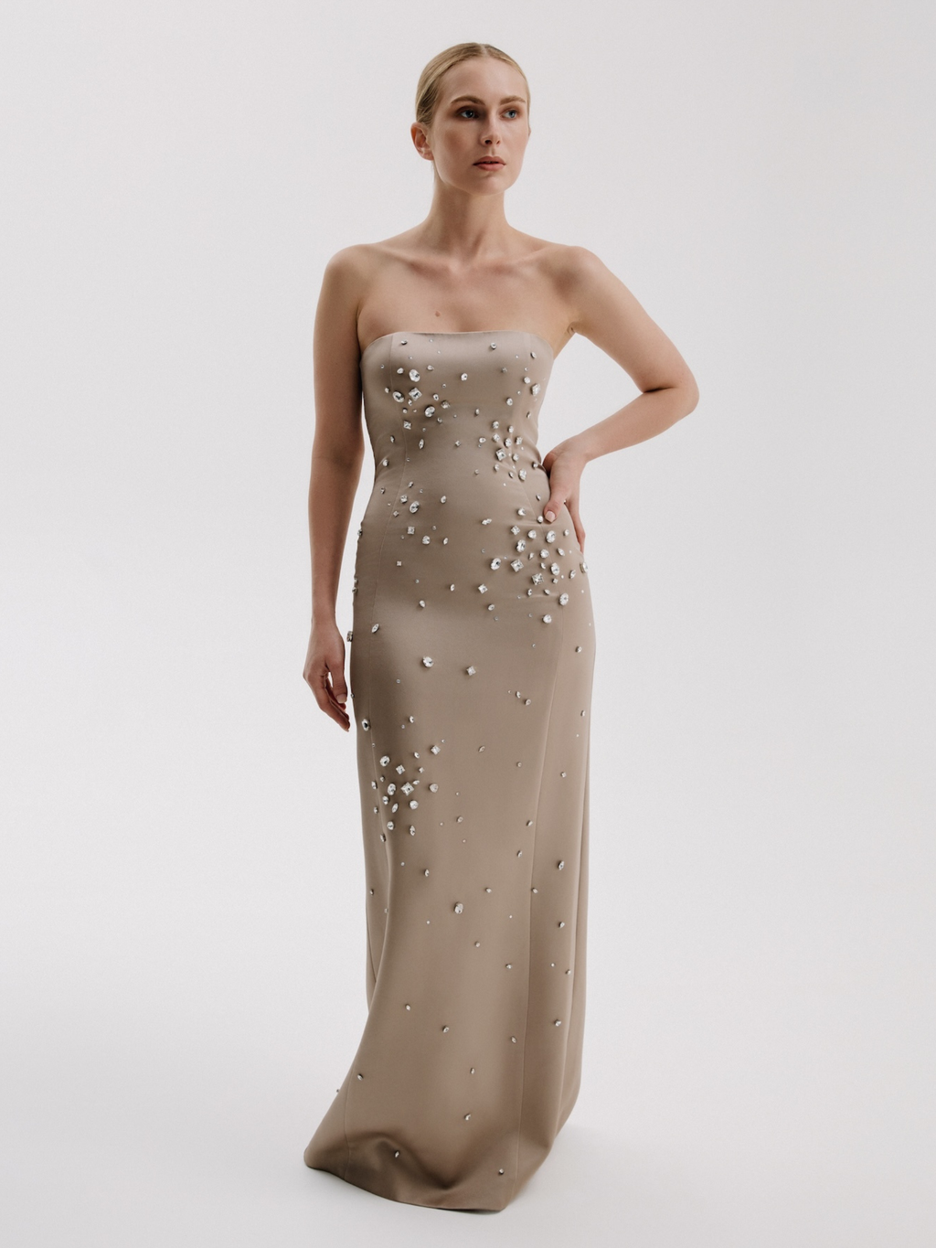 Champagne Crystal Column Dress