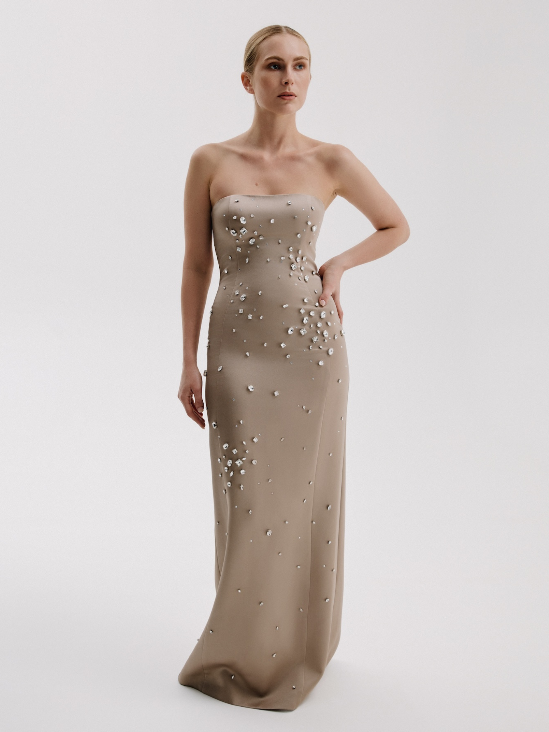 Champagne Crystal Column Dress