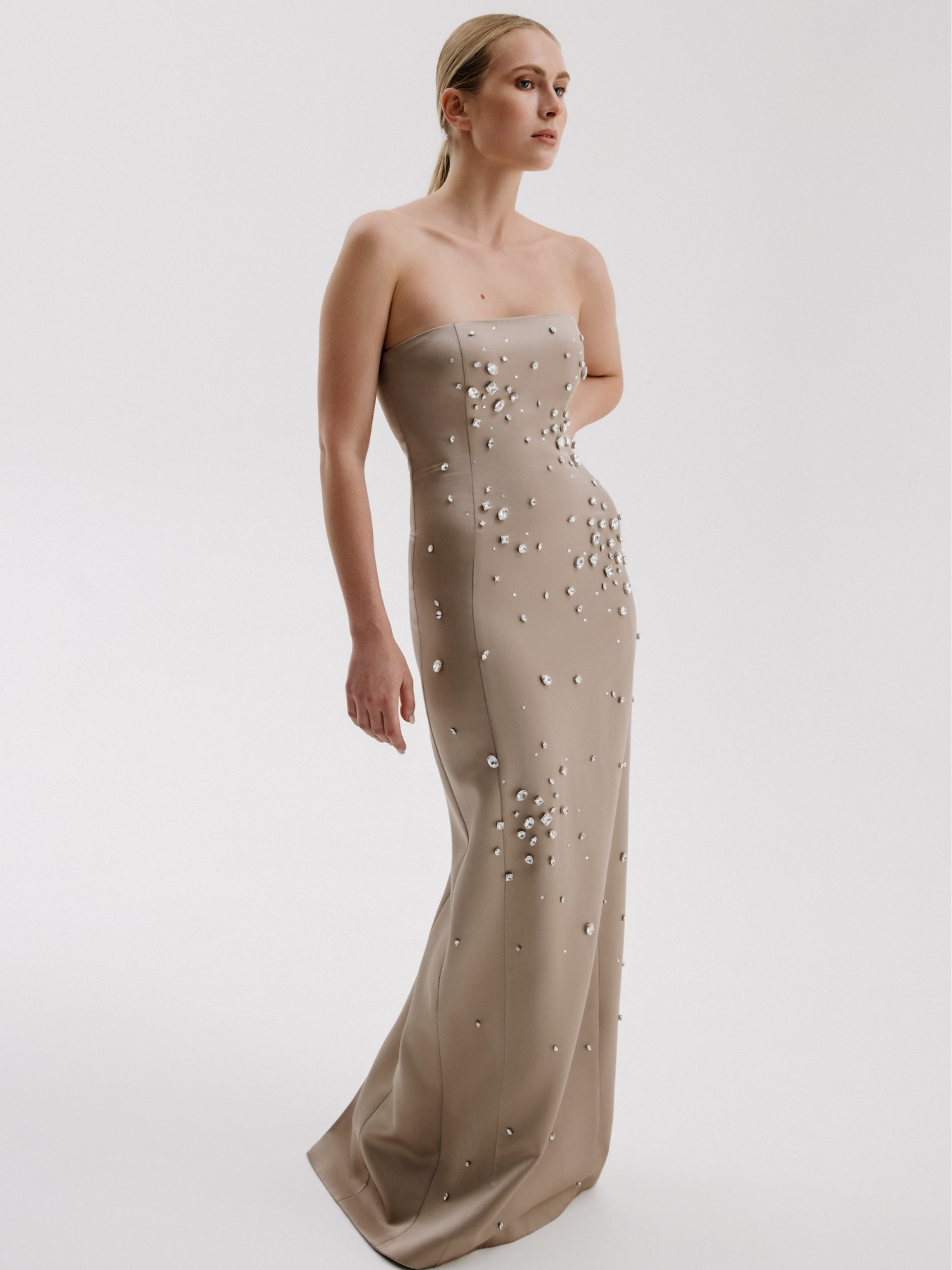 Champagne Crystal Column Dress