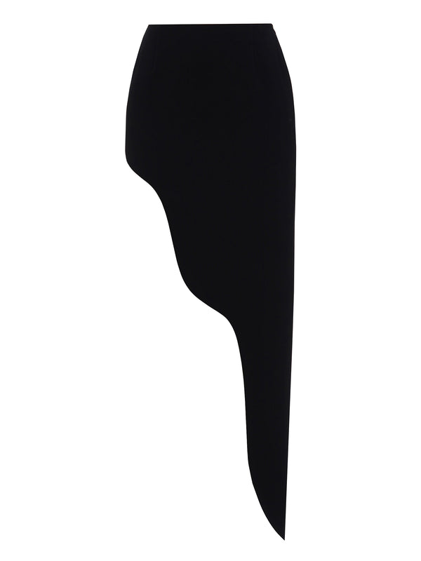 Wavy Asymmetric Hem Maxi Skirt