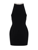 Embellished Halter Mini Dress in Black