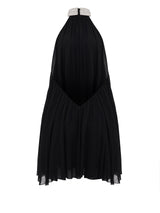 Silk Chiffon Mini Dress with a crystal embellished neck