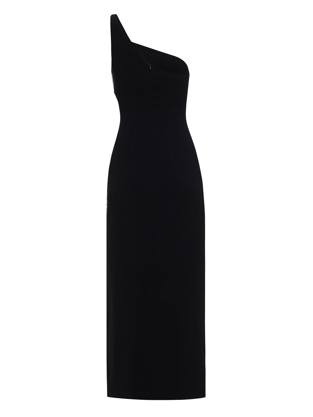 One-Shoulder Cutout Embellished Maxi Dress in Black
