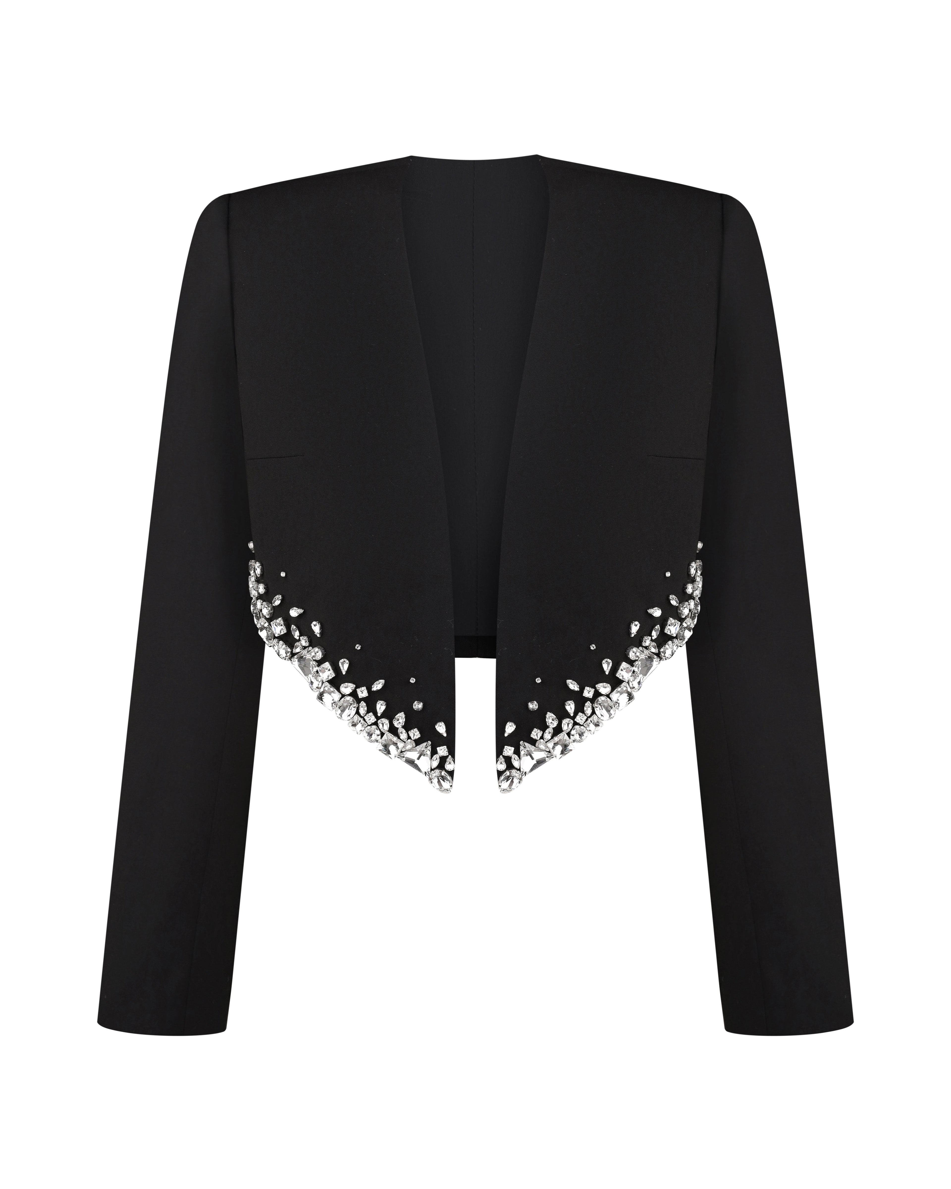 Cropped Crystal-Embellished Blazer
