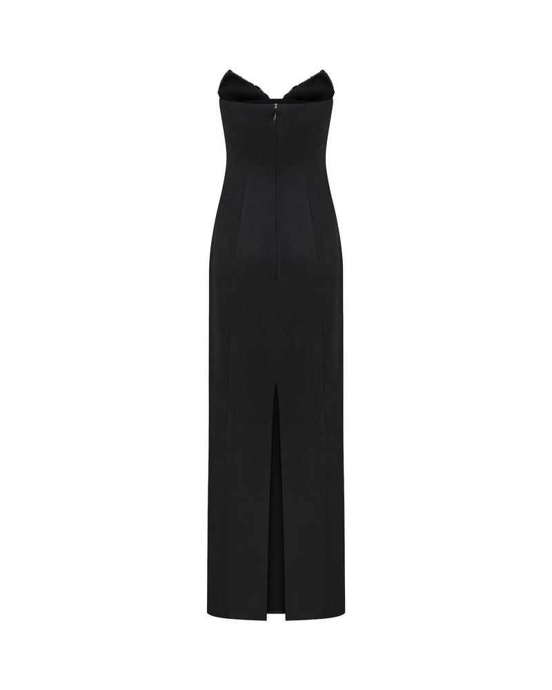 Crystal-Detailed Strapless Gown