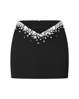Cutout Crystal-Embellished Mini Skirt
