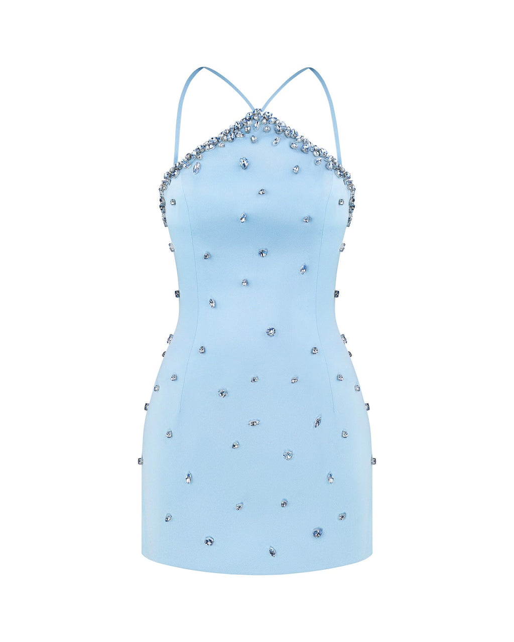 Halter Neck Embellished Mini Dress