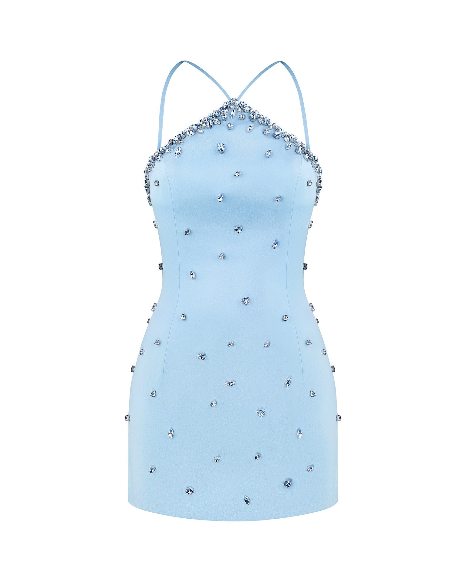 Halter Neck Embellished Mini Dress