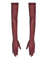 Sheer Crystal-Embellished Evening Gloves