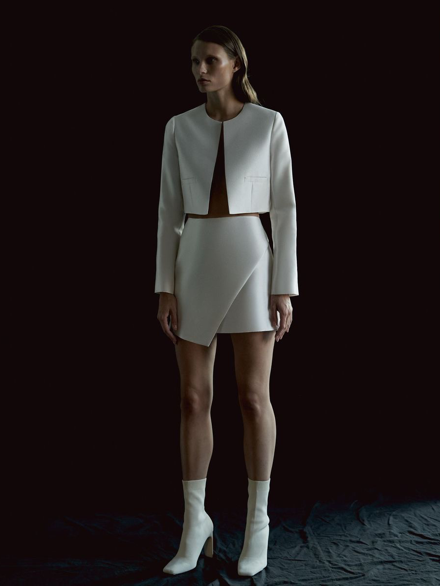 DOUBLE BREASTED ASYMMETRIC MINI SKIRT