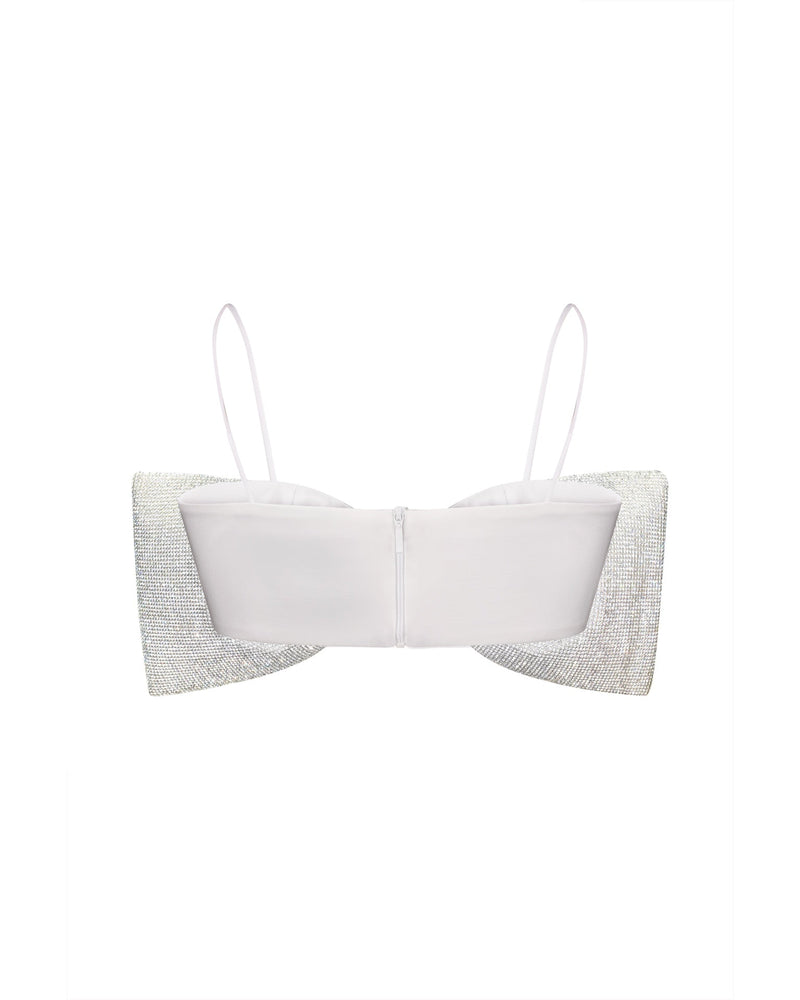 Rhinestone Detailed Bow Top