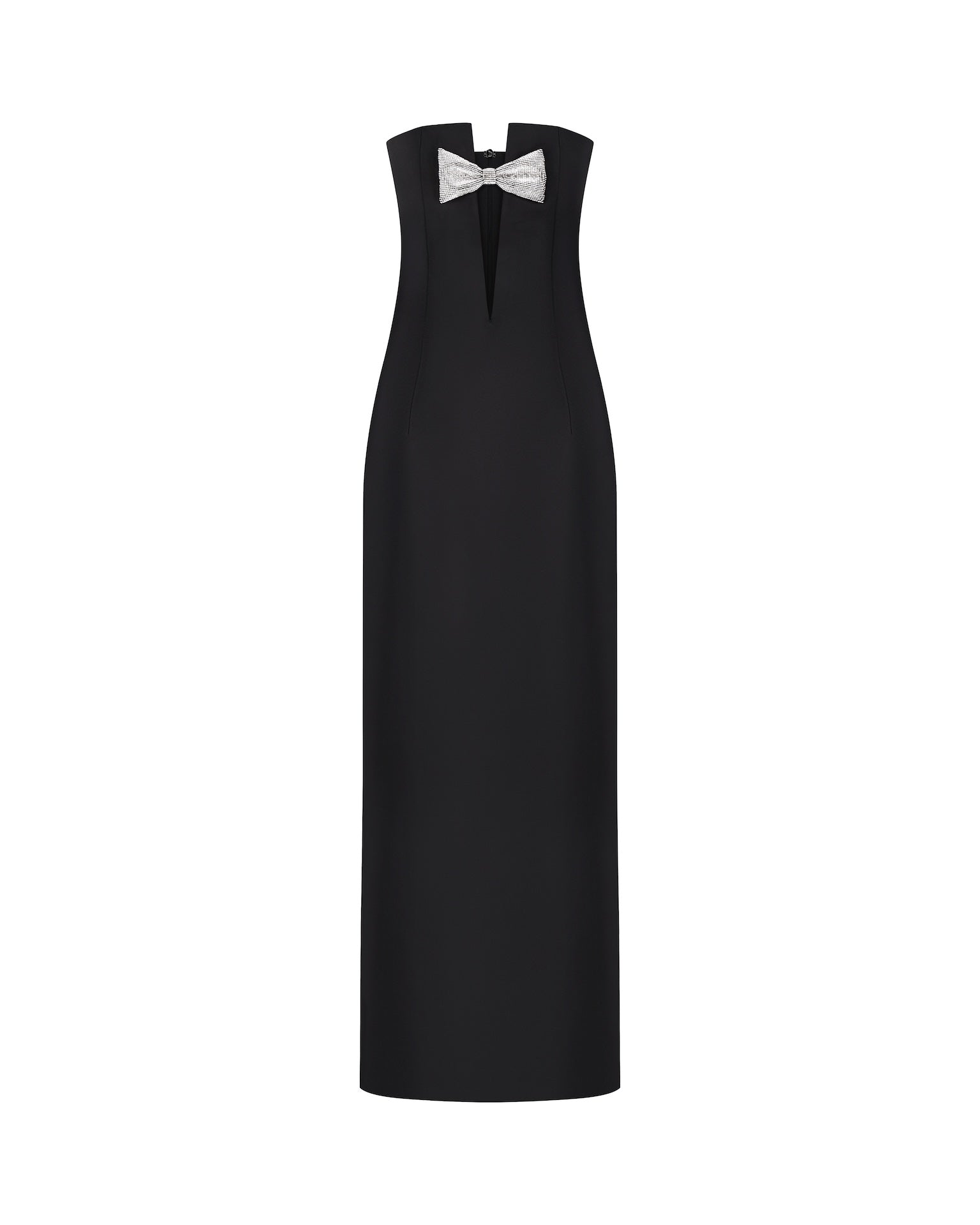 Plunge Neckline Bow-Detailed Maxi Dress