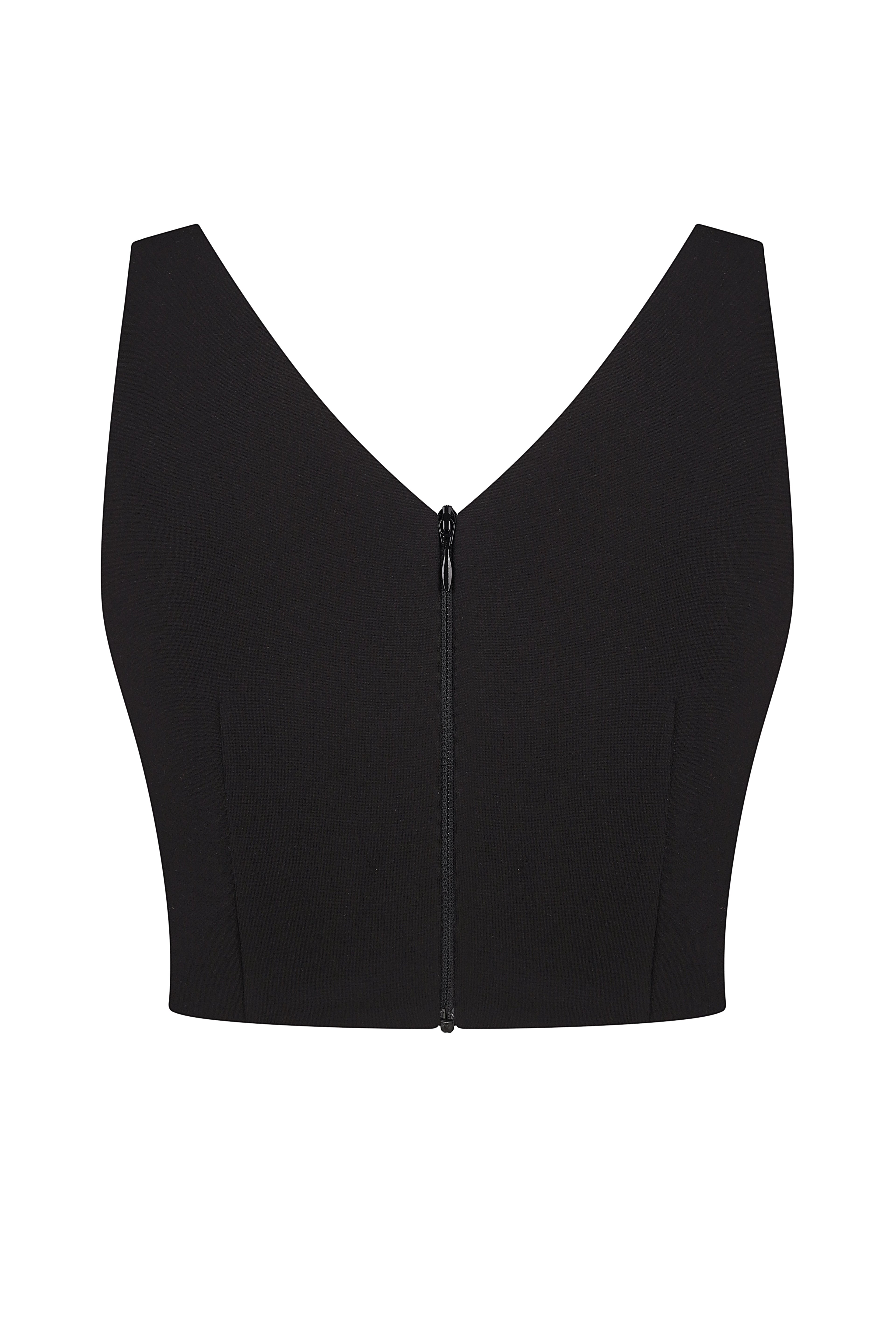 CUTOUT TOP WITH CRYSTAL ROSE EMBELLISHMENT