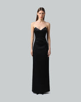 Crystal-Detailed Strapless Gown
