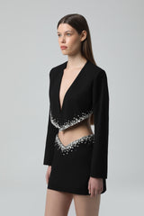 Cutout Crystal-Embellished Mini Skirt