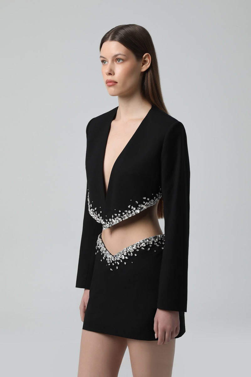 Cutout Crystal-Embellished Mini Skirt