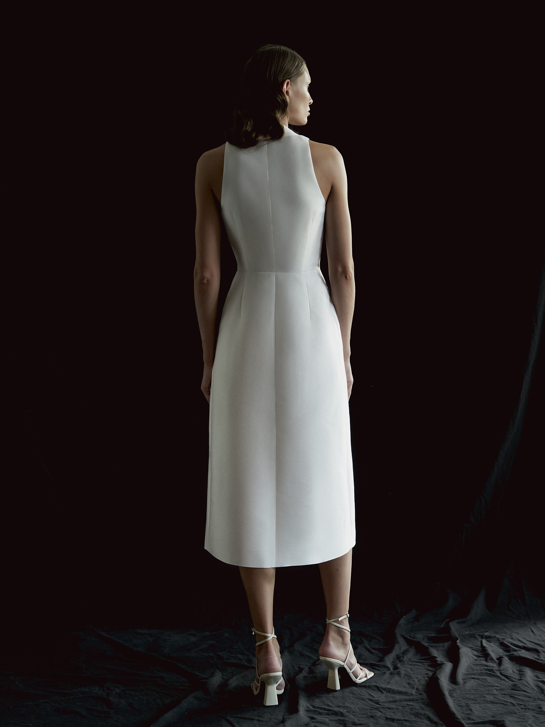 Double-Breasted Midi Dress with Jewel & Pearl Embellishments