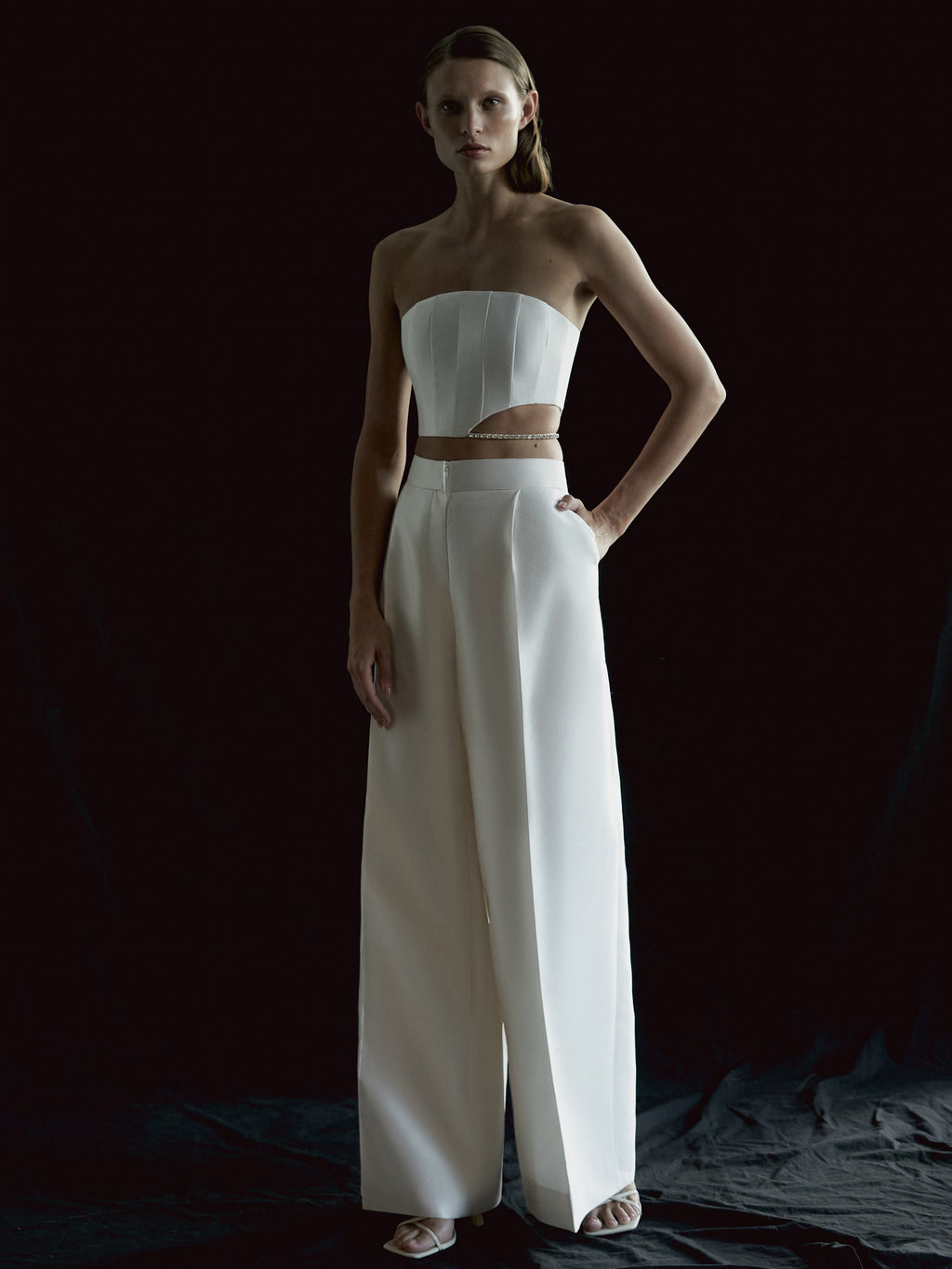 SAMPLE: WOOL AND SILK-BLEND WIDE-LEG PANTS