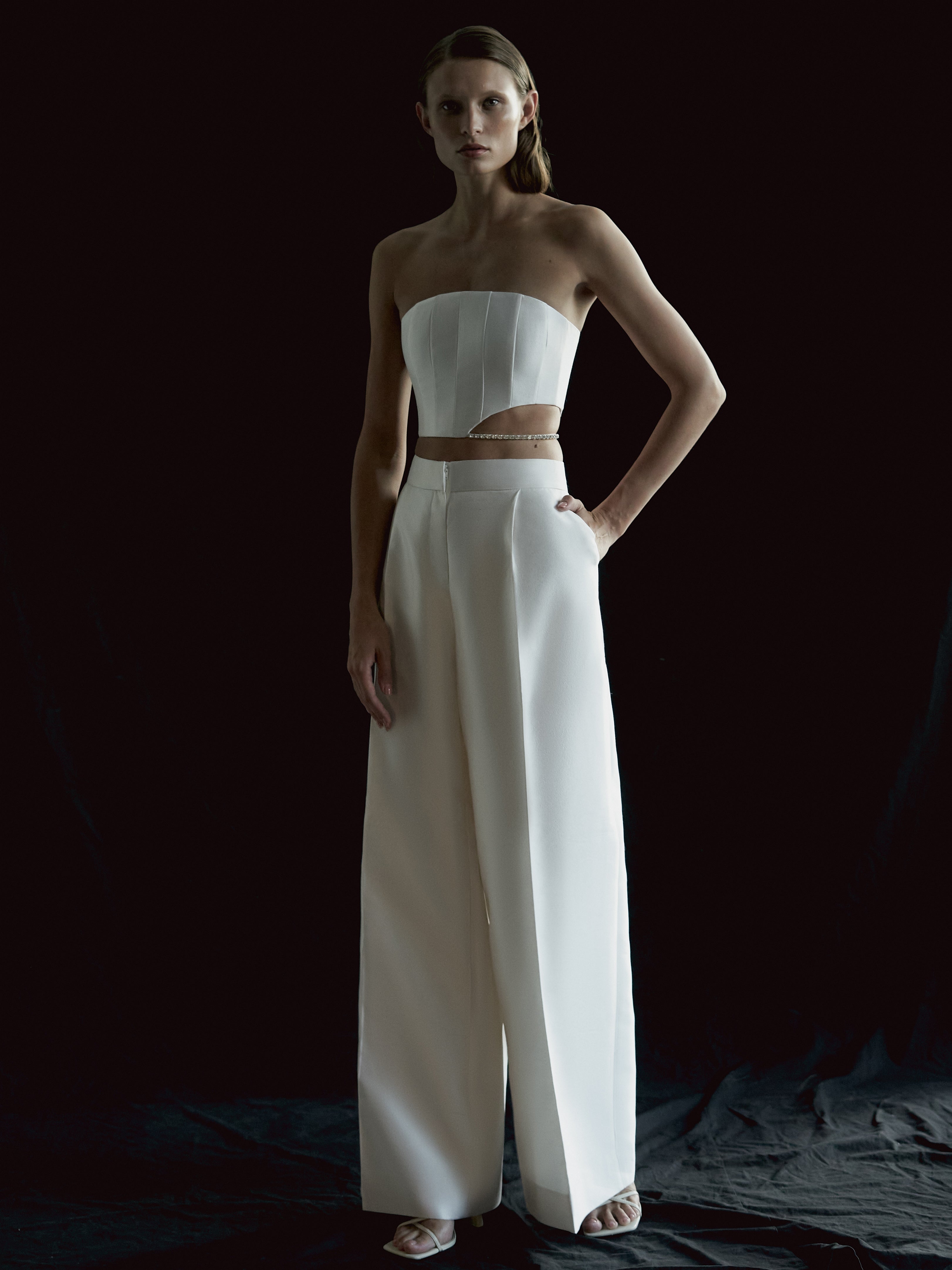 SAMPLE: WOOL AND SILK-BLEND WIDE-LEG PANTS
