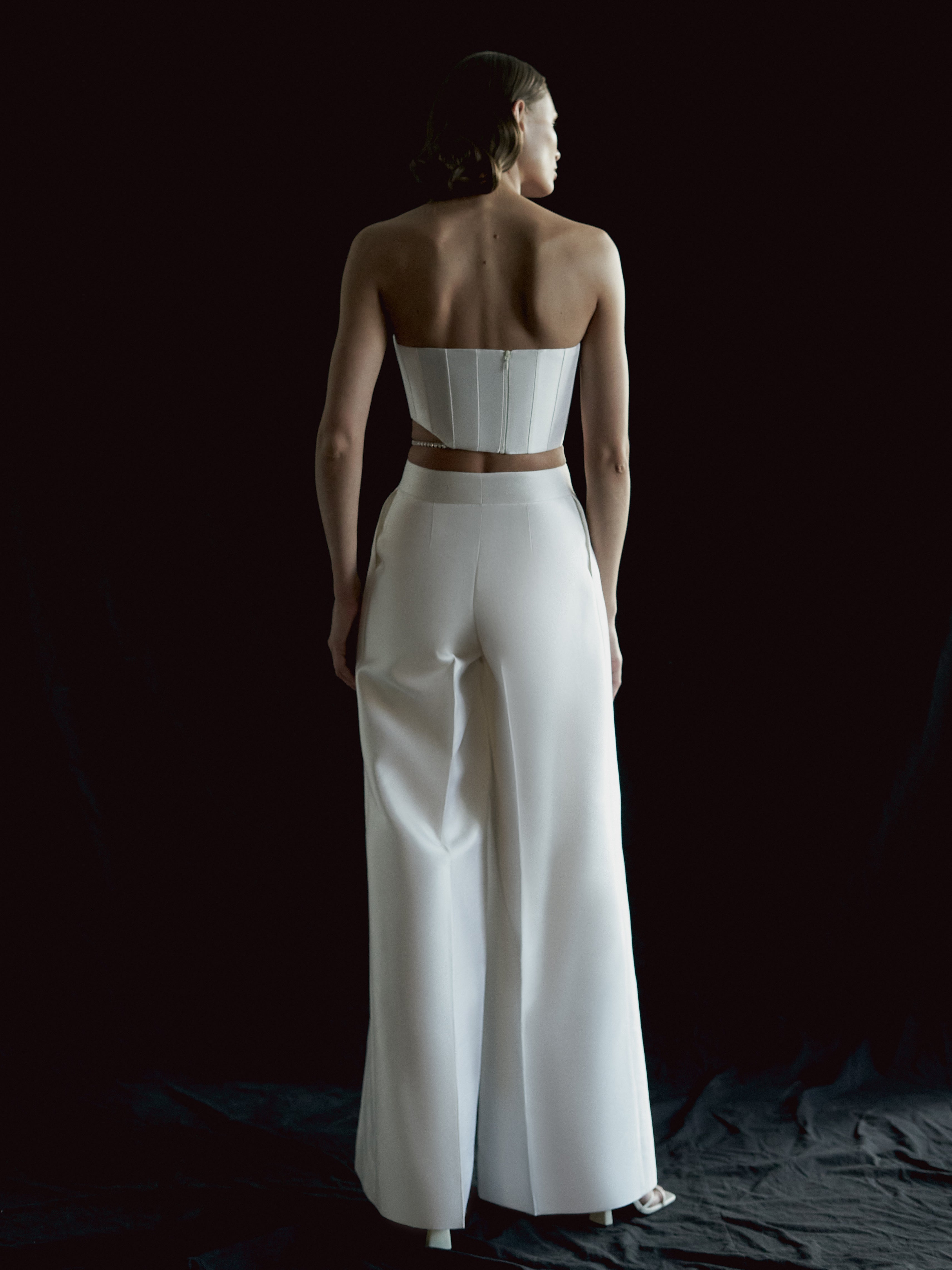 SAMPLE: WOOL AND SILK-BLEND WIDE-LEG PANTS