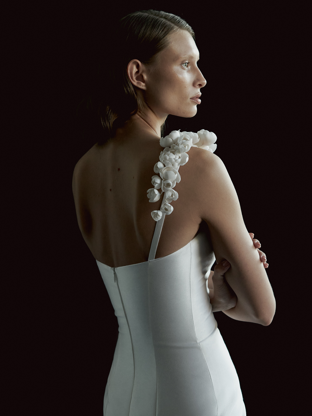 Floral Embellished Wool and Silk-Blend Mini Dress