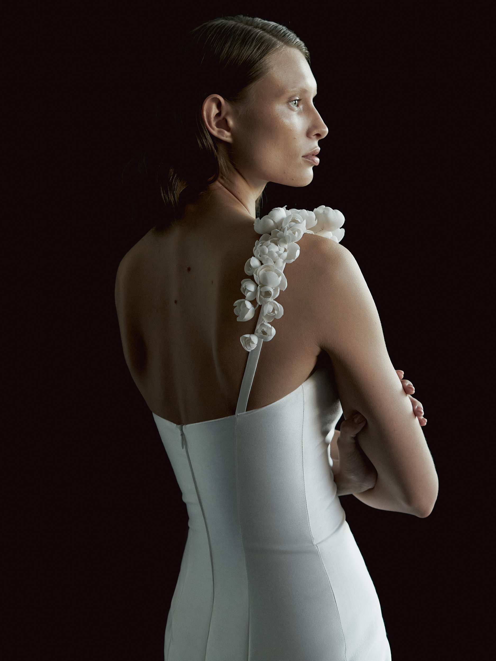 Floral Embellished Wool and Silk-Blend Mini Dress