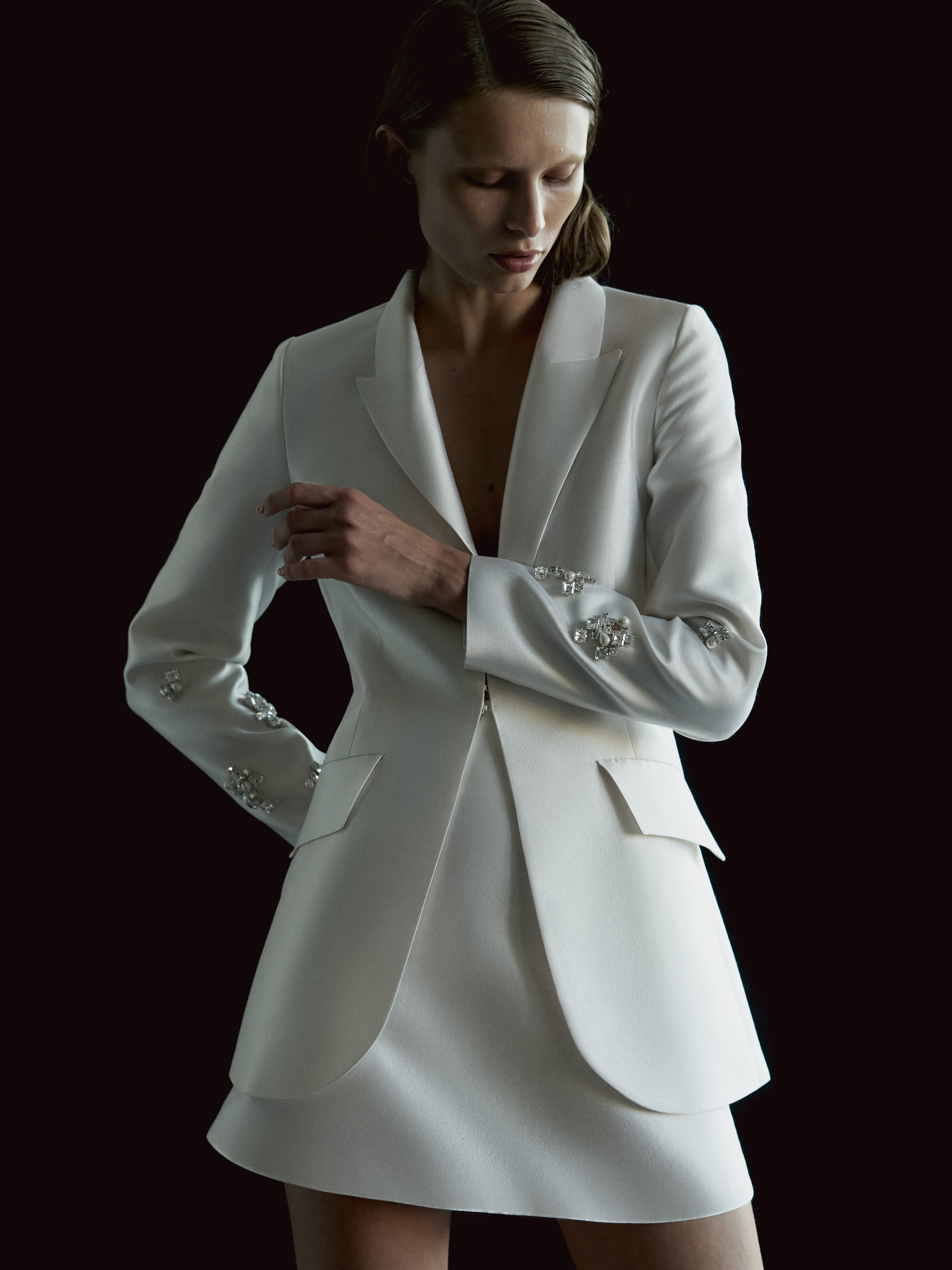WOOL AND SILK-BLEND SINGLE- BREASTED BLAZER