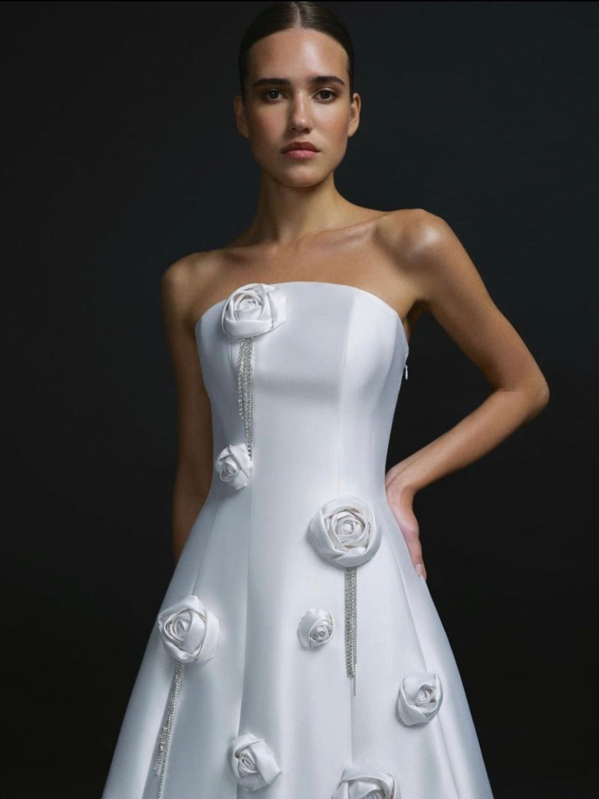 Appliquéd Strapless Mini Dress