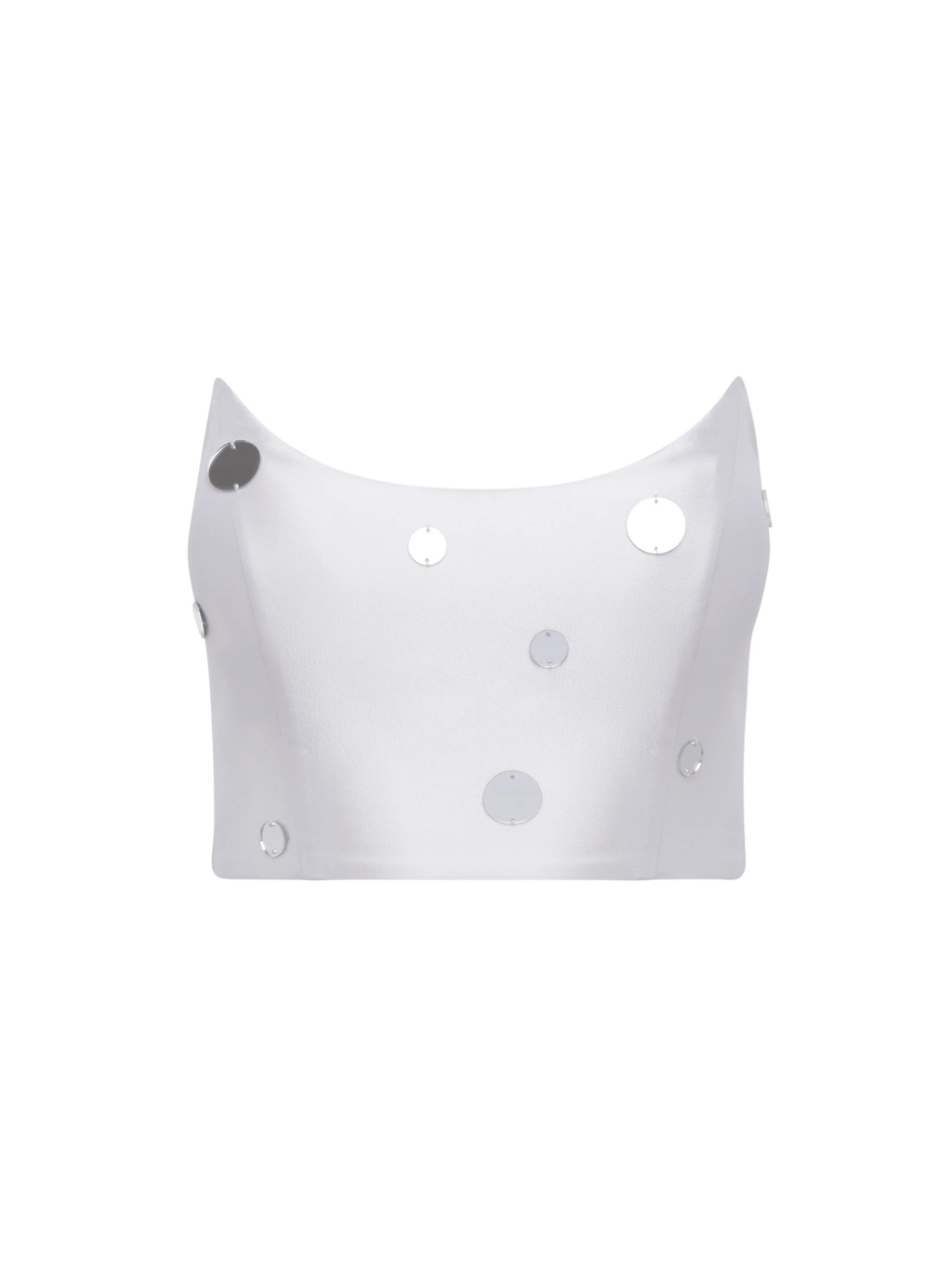 Strapless White Corset Top with Mirror Embellishments