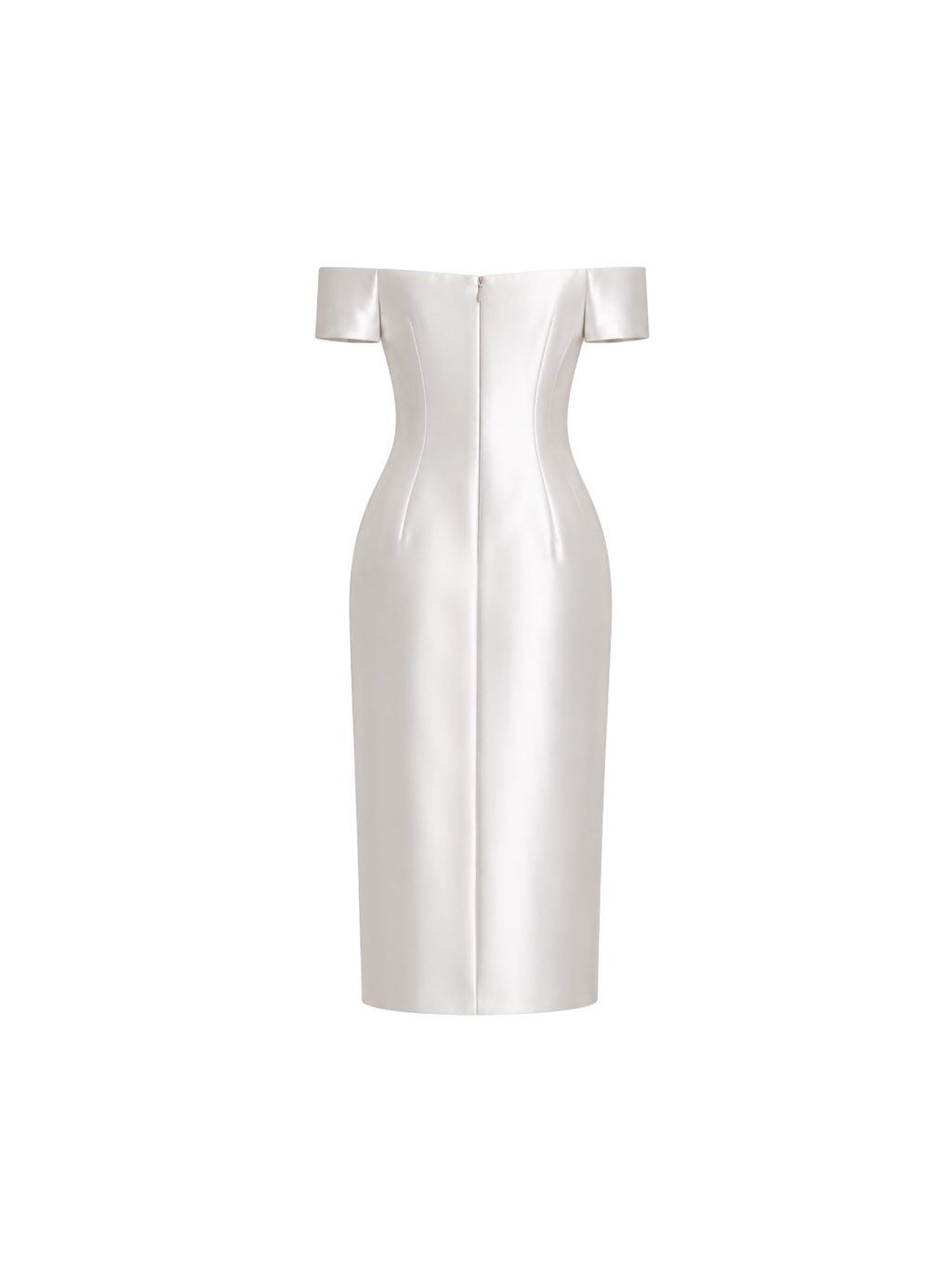 Off-the-Shoulder Silk Wool Midi Dress