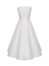 Strapless Silk and Wool Midi Dress